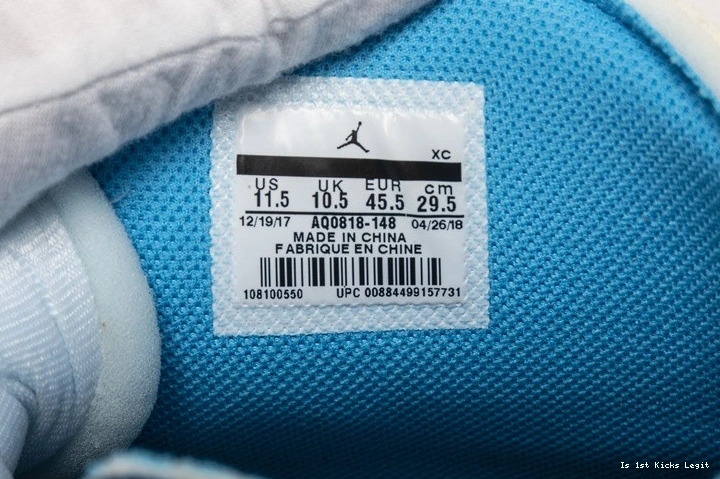  Blue 1 Jordan OWT UNC AIR AQ0818-148 NIKE 1127